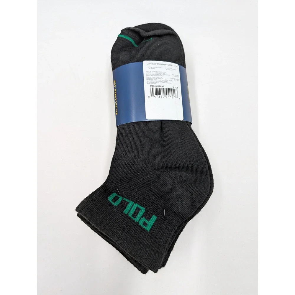 Polo Ralph Lauren Mens 8 Pair Ankle Socks Black Multi Logo ZP824511PKN8 10-13